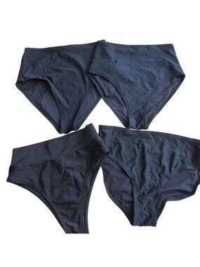 Lot of 4 Bikini Brief Swim Bottoms Black Nylon Spandex S Old Navy Catalina